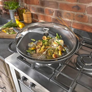 Wok com tampa de vidro Ø37 cm 5,7 L - cinza - STAUB