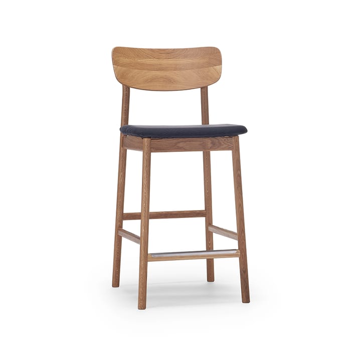 Cadeira bar Prima Vista - Tecido preto blues 9833, estrutura carvalho verniz natural - Stolab