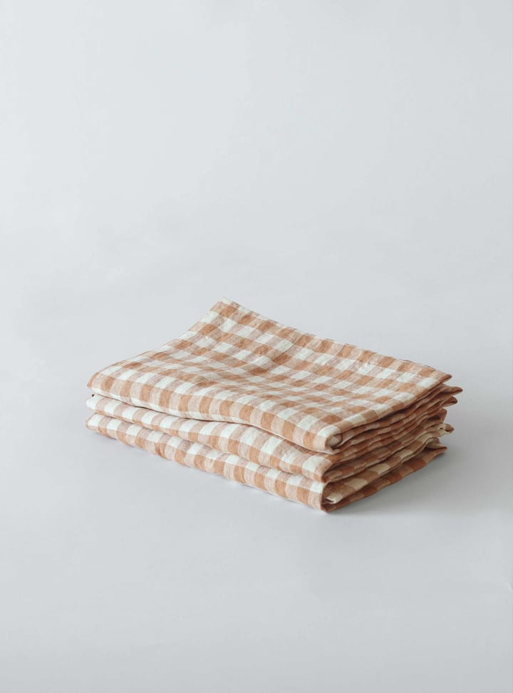 Guardanapo de linho xadrez Gingham 45x45 cm - Biscuit - Tell Me More