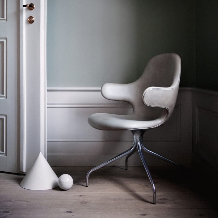Cadeira de escritório Catch JH2 - tecido steelcut 255 dark beige-suporte giratório preto - &Tradition