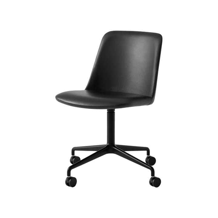 Cadeira de escritório Rely HW23 - couro silk black, suporte preto - &Tradition