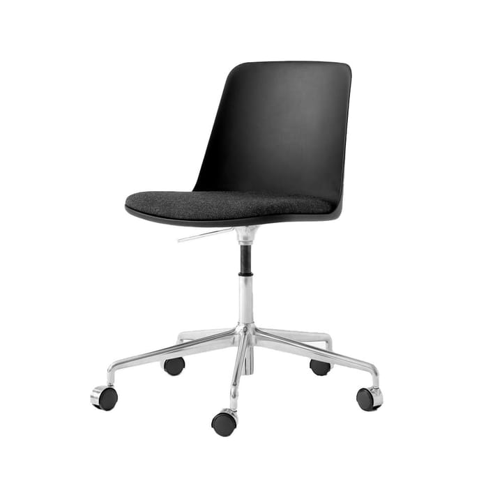 Cadeira de escritório Rely HW29 - tecido rewool 198 preto-capa preta-estrtutura de alumínio - &Tradition