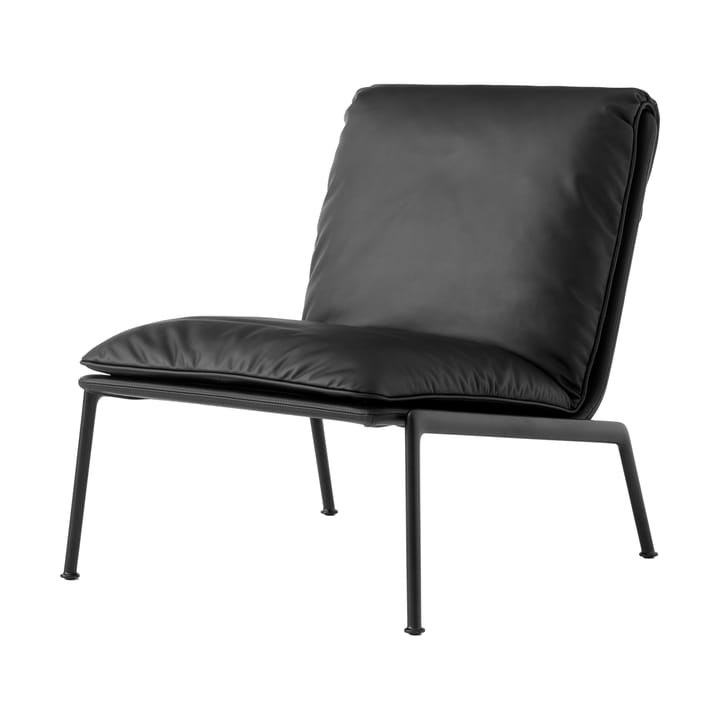 Cadeira lounge Muno LN18, Dark chrome-Noble leather Black &Tradition