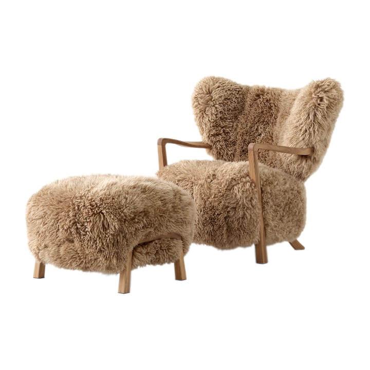 Poltrona Wulff Lounge Chair ATD2 incl. puff ATD3 - Carvalho oleado-Sheepskin honey - &Tradition