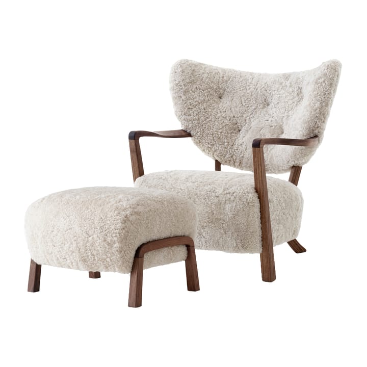 Poltrona Wulff Lounge Chair ATD2 incl. puff ATD3 - Nogueira oleada-Moonlight - &Tradition