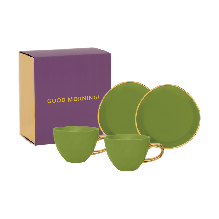 Conjunto oferta Good Morning Cappuccino caneca e pires, 2 un. - Evergreen sprig - URBAN NATURE CULTURE