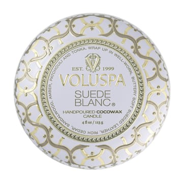 Vela perfumada Maison Blanc Mini Tin 25 horas - Suede Blanc - Voluspa