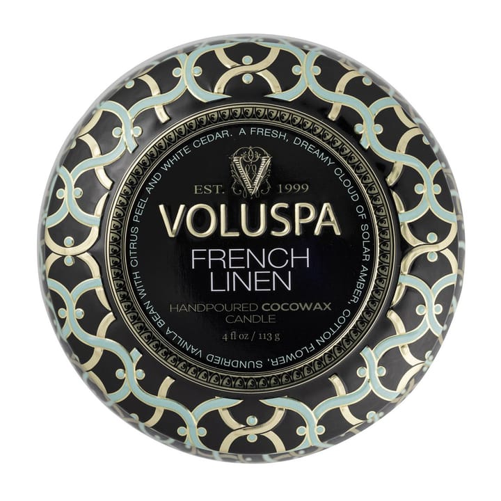 Vela perfumada Maison Noir Mini Tin 25 horas, French Linen Voluspa