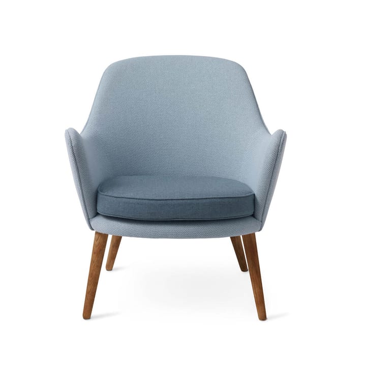 Cadeira lounge Dwell  - Tecido Cinzento Minty/ azul leve merit 014/rewool 768, pernas em carvalho fumado - Warm Nordic