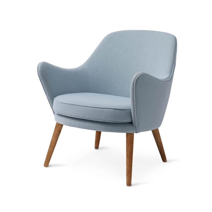 Cadeira lounge Dwell  - tecido cinzento minty merit 014, pernas carvalho fumado - Warm Nordic