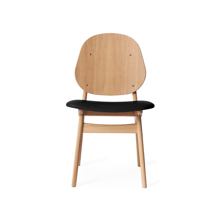 Cadeira Noble  - Couro preto, estrutura branca verniz - Warm Nordic