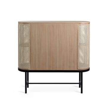 Mesa de apoio Be My Guest - Rattan, carvalho branco verniz, estrutura aço preto  - Warm Nordic