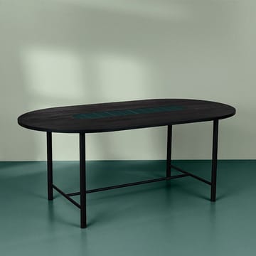 Mesa de jantar Be My Guest - Carvalho preto verniz, estrutura de aço preto, cerâmica verde, 100x180 - Warm Nordic